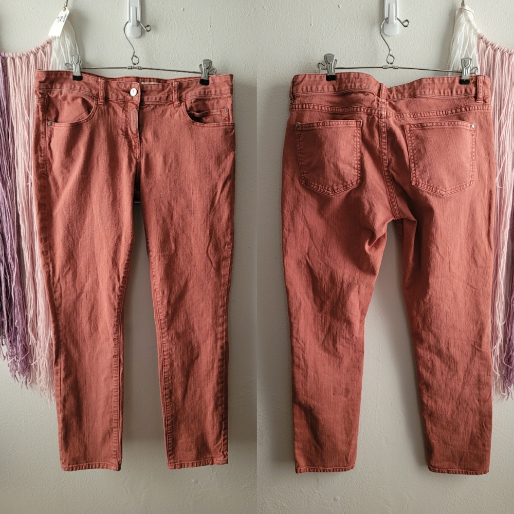 Pilcro and the Letterpress Orange Skinny Jeans